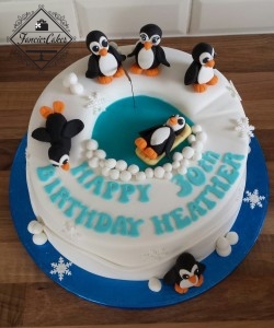 Penguin Themed Birthday Cake